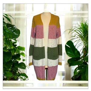 Charli B- Premium Knit Multi Color Cardigan Sweater-Knubby Soft Knit -NWOT -Sz S